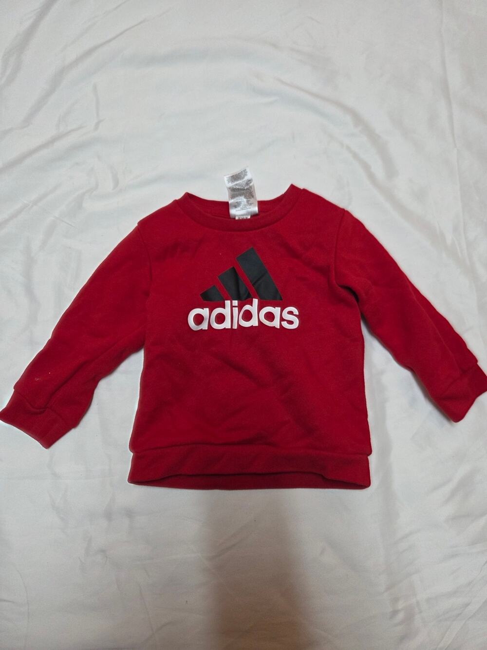 adidas Red Kids Pullover Sweatshirt with Black Logo 18M